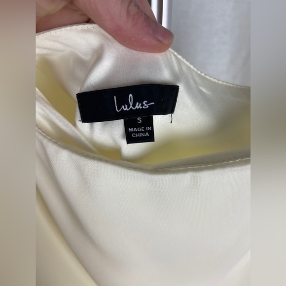 Lulus Cream One-Shoulder Fringe Midi Dress Size Small NWT - Picture 5 of 11